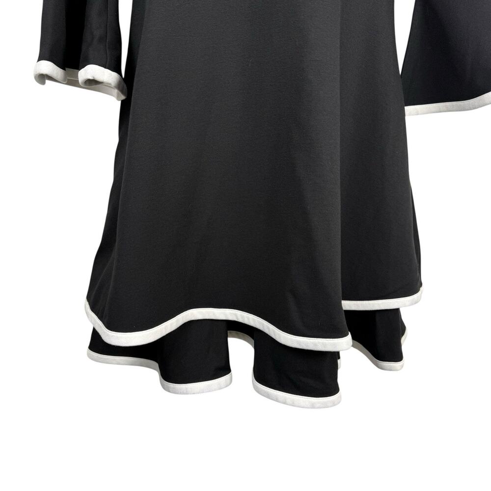 Eliza J Dress Womens 6 Black White Bell Sleeve Ruffled Mini Feminine Romantic - Picture 5 of 14